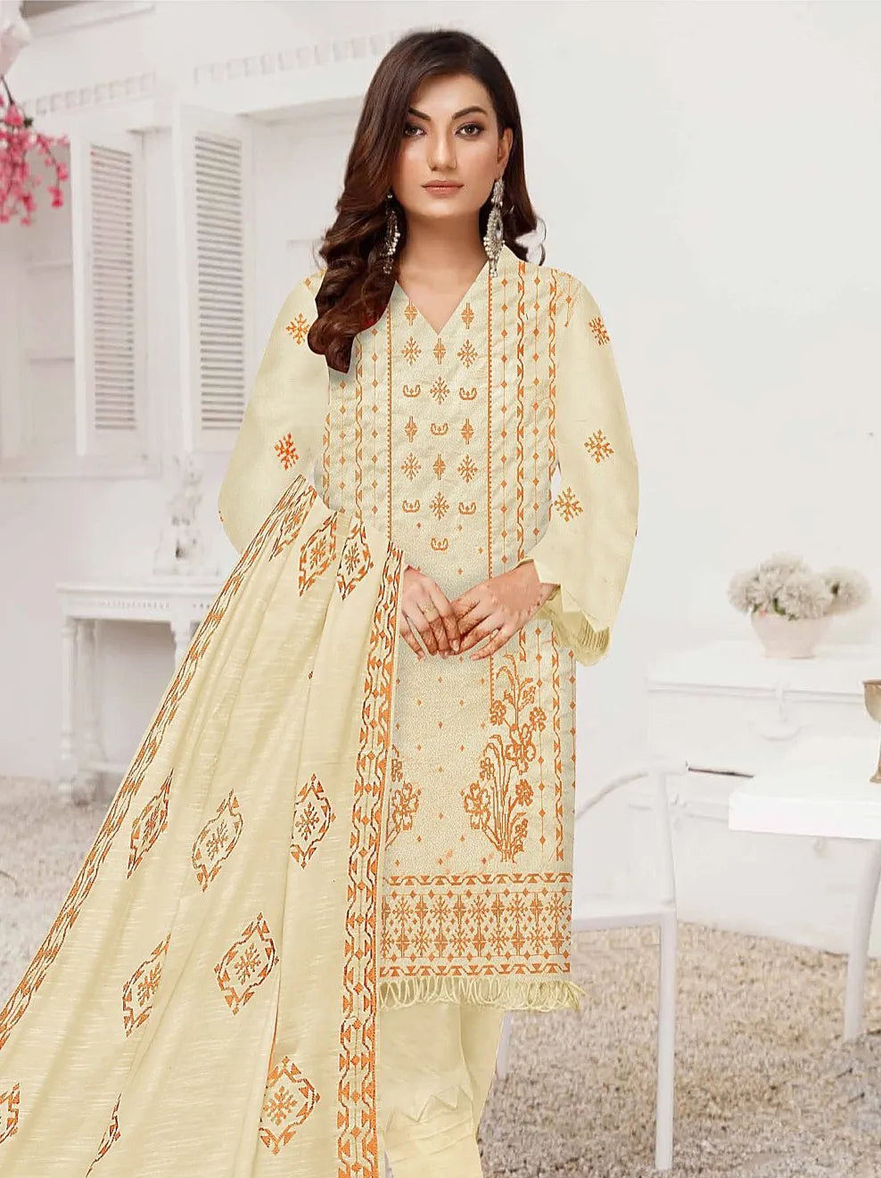 Anmol Embroidery Slub Lawn Collection 2024 By Chawla Fabric (NA-01)