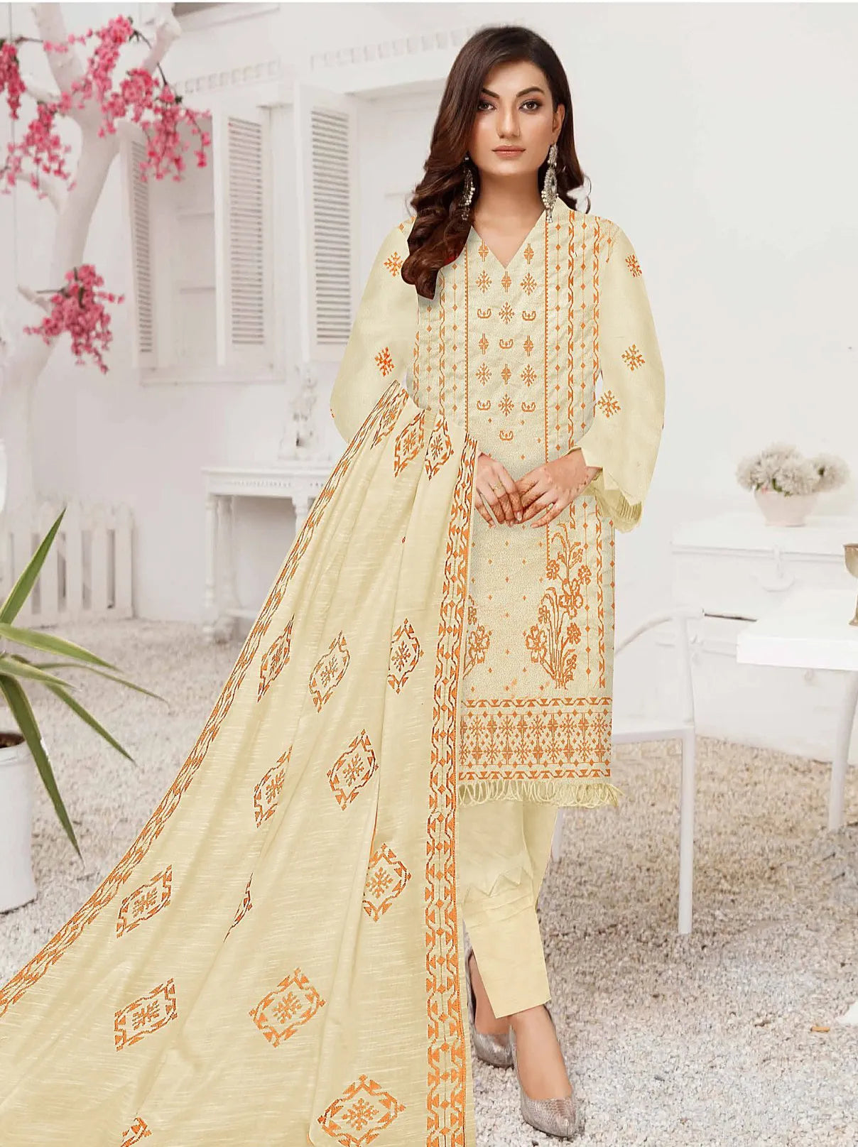 Anmol Embroidery Slub Lawn Collection 2024 By Chawla Fabric (NA-01)
