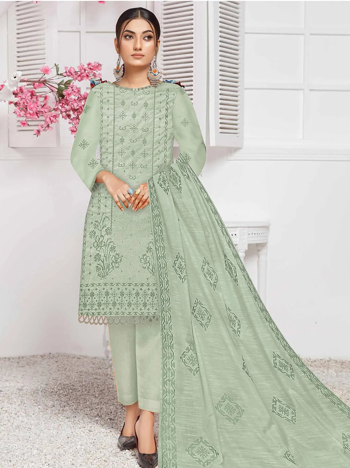 Anmol Embroidery Slub Lawn Collection 2024 By Chawla Fabric (NA-06)