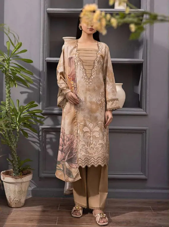 BATIK by Fantak Embroidered Bamboo Slub Collection 2025 (D-04)