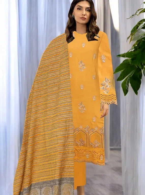 Embroidered Slub Peach Collection 2024 By Hania Hadia Vol-516 (D-05)
