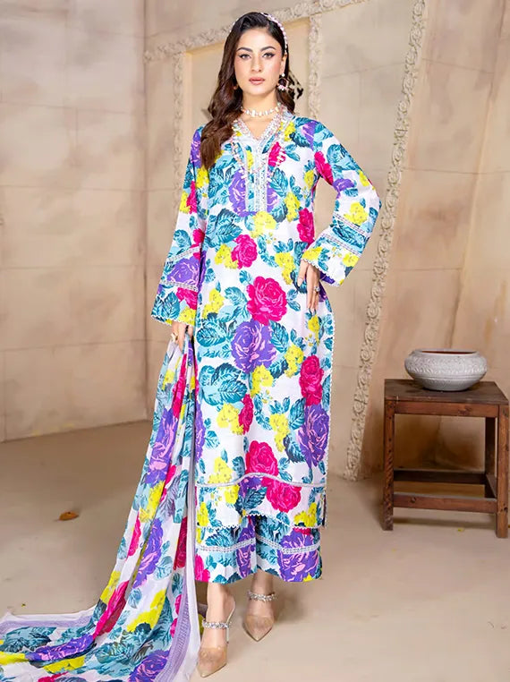 Mehroz Printed Lawn Collection 2025 Vol-01 (D-07)