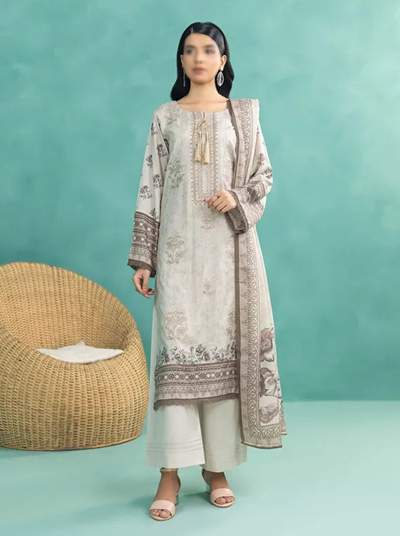 TEHZEEB by Fantak Embroidered Slub Staple Collection 2025 (D-01)