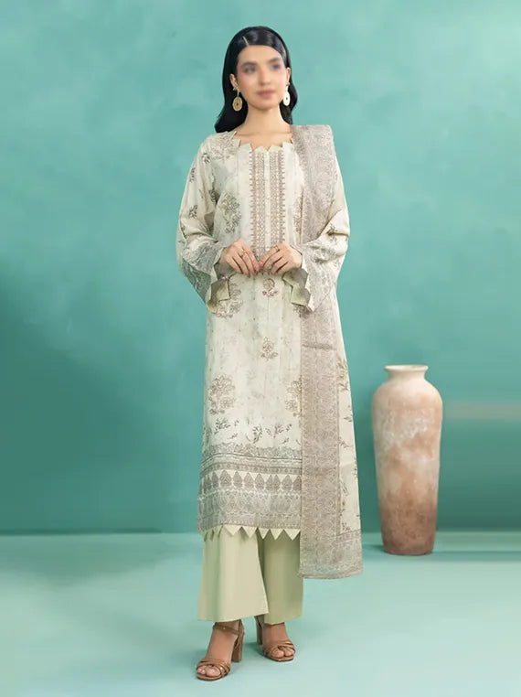 TEHZEEB by Fantak Embroidered Slub Staple Collection 2025 (D-04)