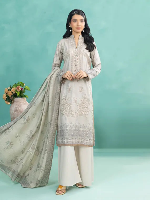 TEHZEEB by Fantak Embroidered Slub Staple Collection 2025 (D-05)