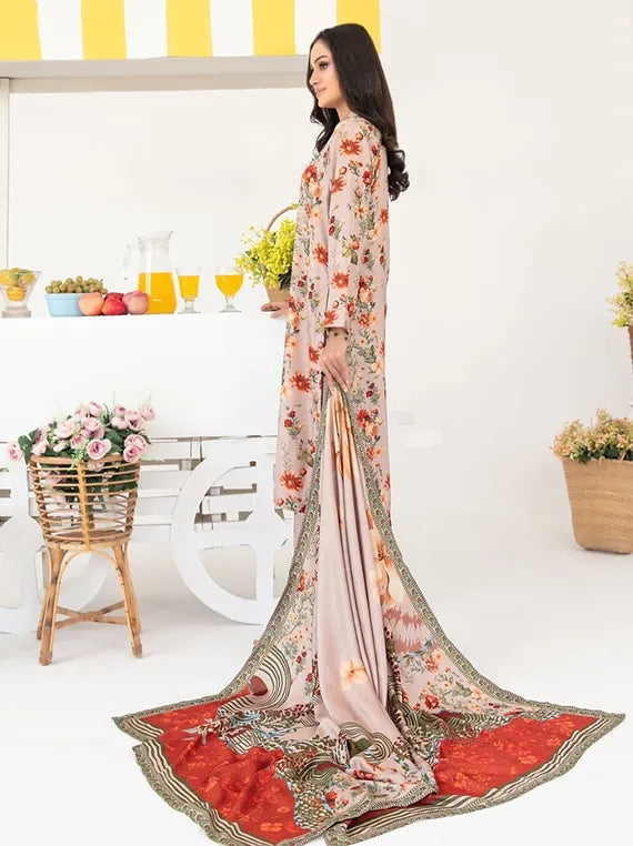Zurina Printed Leather Peach Collection 2025 by Tawakkal Fabrics (D-4477)