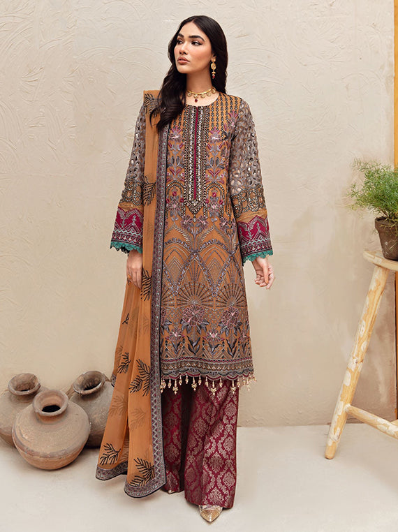 Flossie Festive Embroidered Unstitched Collection'26 (01-Desert Sun)