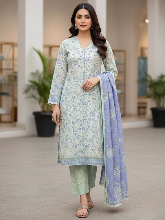 Prestige Flower Embroidered Lawn Edit 2026 Vol-DF03 (D-06)
