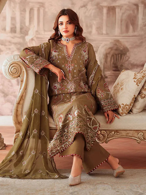 AANGAN by Ramsha Embroidered Rawsilk Collection 2025 Vol-02 (AA-210)