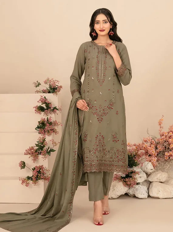 ALIZEH Embroidered Leather Peach Collection 2025 by Tawakkal Fabrics (D-5322)