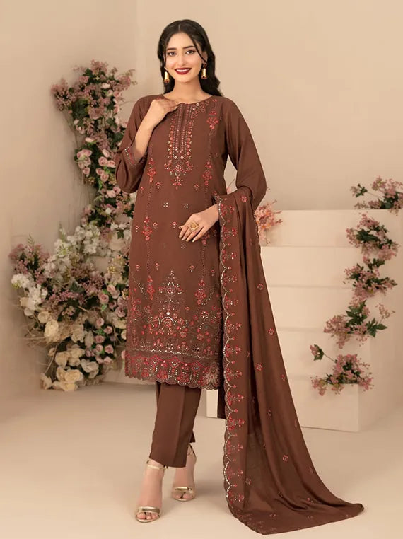 ALIZEH Embroidered Leather Peach Collection 2025 by Tawakkal Fabrics (D-5324)