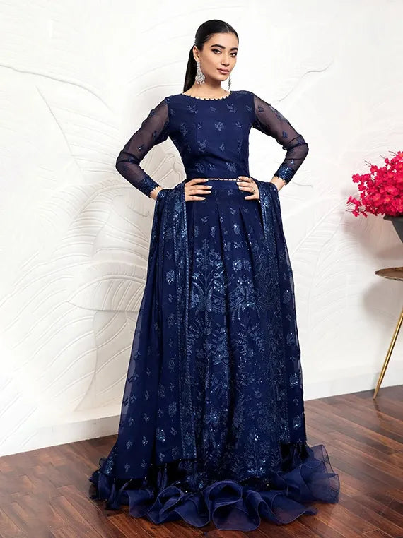 AYMAL by Alizeh Embroidered Chiffon Collection 2026 (2067-Glace Blue)