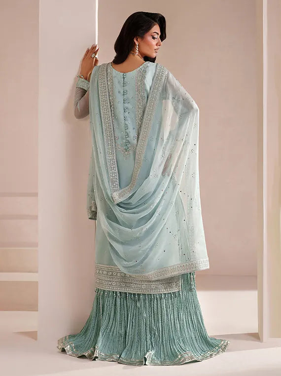 AYMAL by Alizeh Embroidered Chiffon Collection 2026 (4063-Azure)