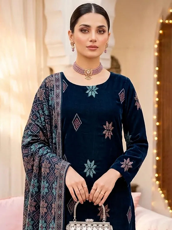 Abr-e-Noor Embroidered Unstitched Velevt Collection'26 (D-03)