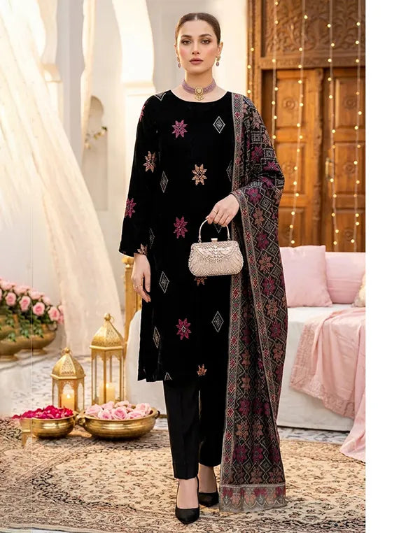 Abr-e-Noor Embroidered Unstitched Velevt Collection'26 (D-05)