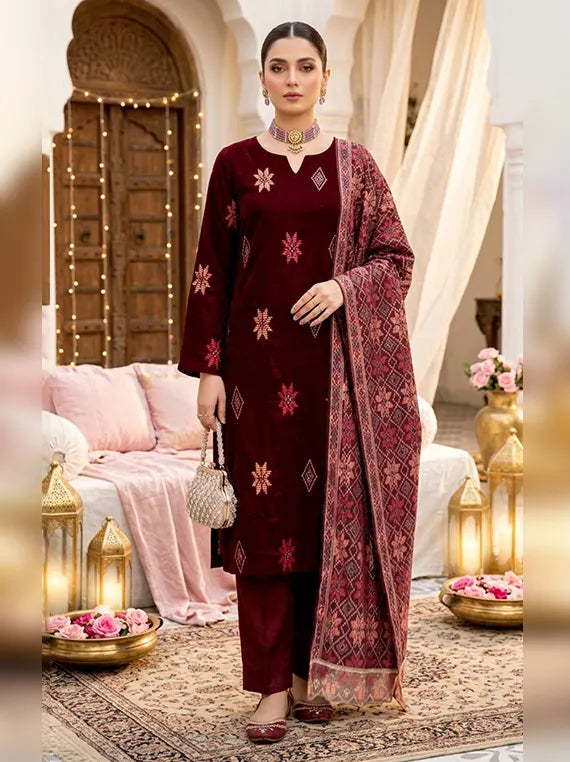Abr-e-Noor Embroidered Unstitched Velevt Collection'26 (D-07)