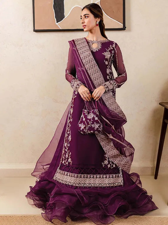 Afrozeh Ethereal Embroidered Collection 2025 (Plum Affair)