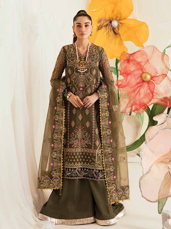 Afrozeh Fleur De Lis Luxury Chiffon Collection (Azalea-AZ-V4-02)