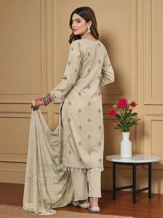 Aiman Embroidered Zari Leather Peach Collection 2025 by Chawla Fabrics (D-01)