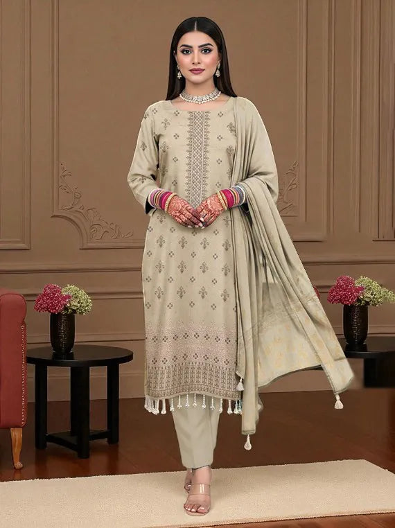Aiman Embroidered Zari Leather Peach Collection 2025 by Chawla Fabrics (D-01)