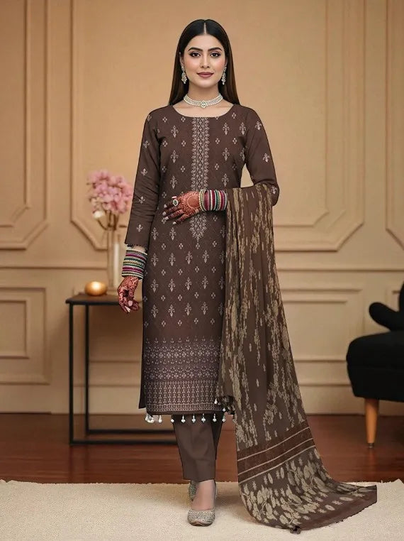 Aiman Embroidered Zari Leather Peach Collection 2025 by Chawla Fabrics (D-02)