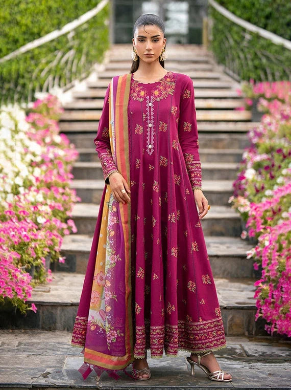 Alizeh Embroidered Printed Lawn Collection 2026 (7070-Riya)