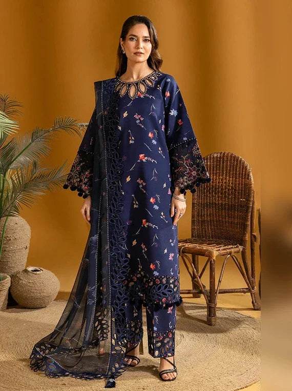 Alizeh Embroidered Printed Lawn Collection 2026 (AF-EPL-7005-Iris)