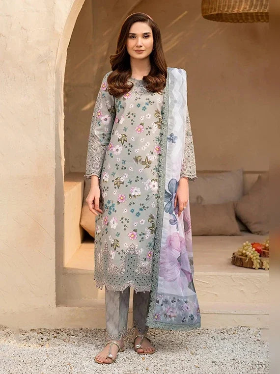 Alizeh Embroidered Printed Lawn Collection 2026 (AF-EPL-7022-Cinder)