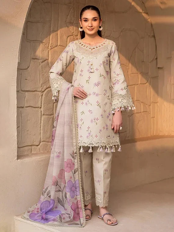 Alizeh Embroidered Printed Lawn Collection 2026 (AF-EPL-7028-Pesto)