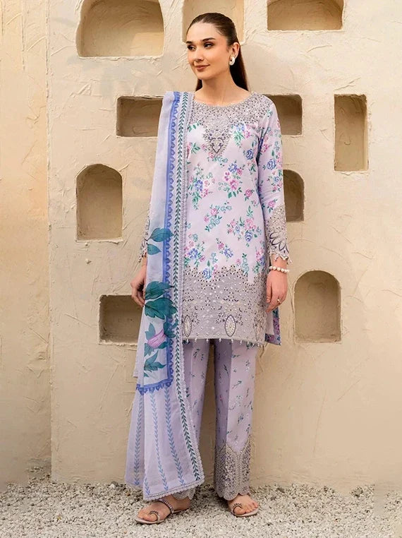 Alizeh Embroidered Printed Lawn Collection 2026 (AF-EPL-7029-Flake)
