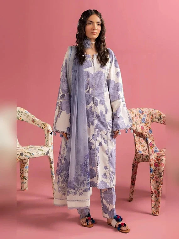 Alizeh Embroidered Printed Lawn Collection 2026 (AF-PL-6001-Pearl Mist)