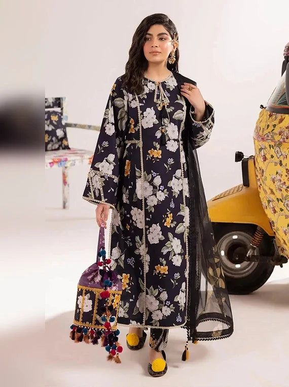 Alizeh Embroidered Printed Lawn Collection 2026 (AF-PL-6002-Flora)