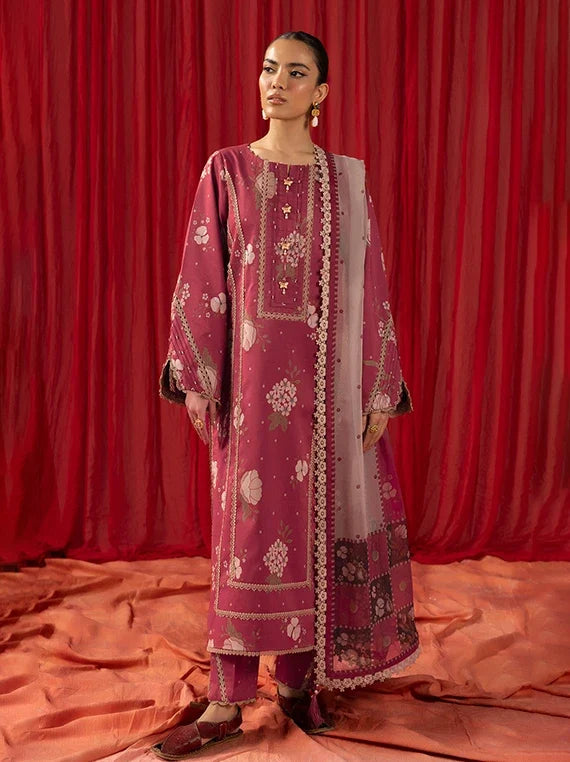 Alizeh Embroidered Printed Lawn Collection 2026 (AF-PL-6006-Russet)