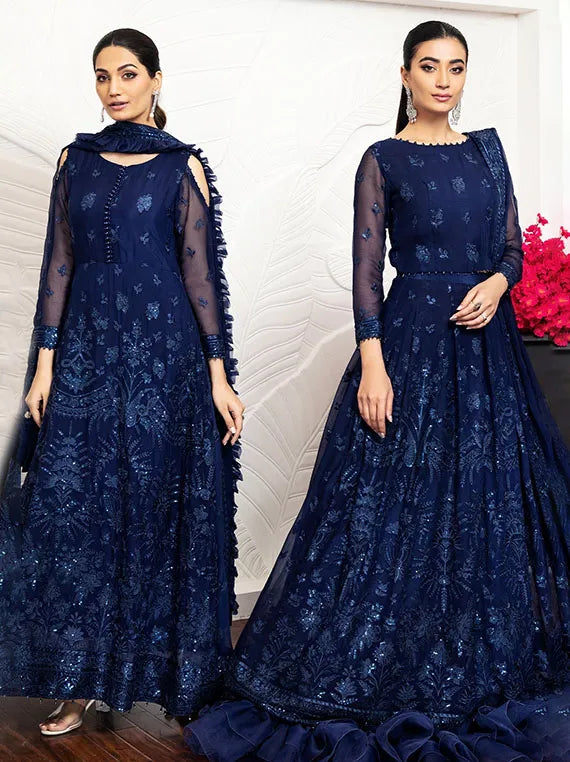Alizeh Embroidered Chiffon Collection 2024 (06-Glace Blue)