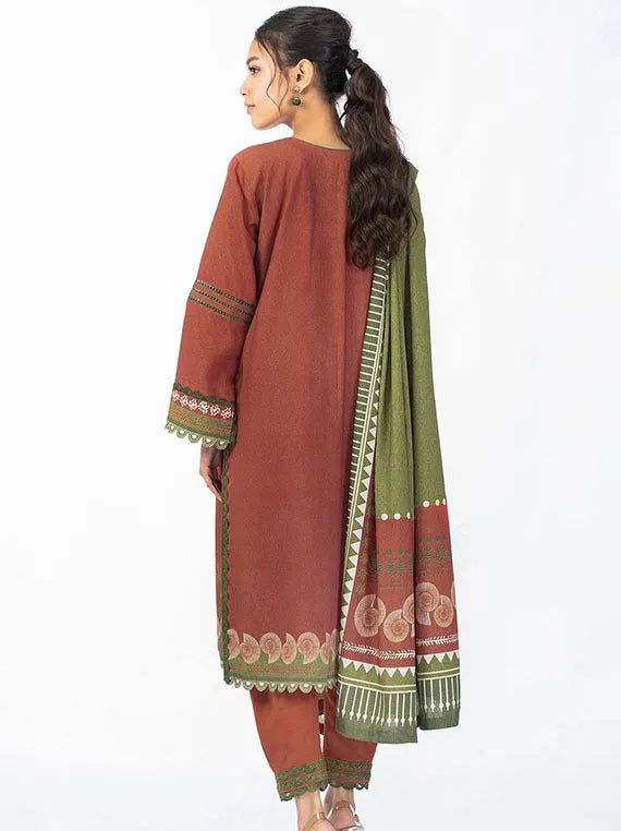 Alkaram Printed Embroidered Winter Collection 2026 (FW-31-1-22-Orange)