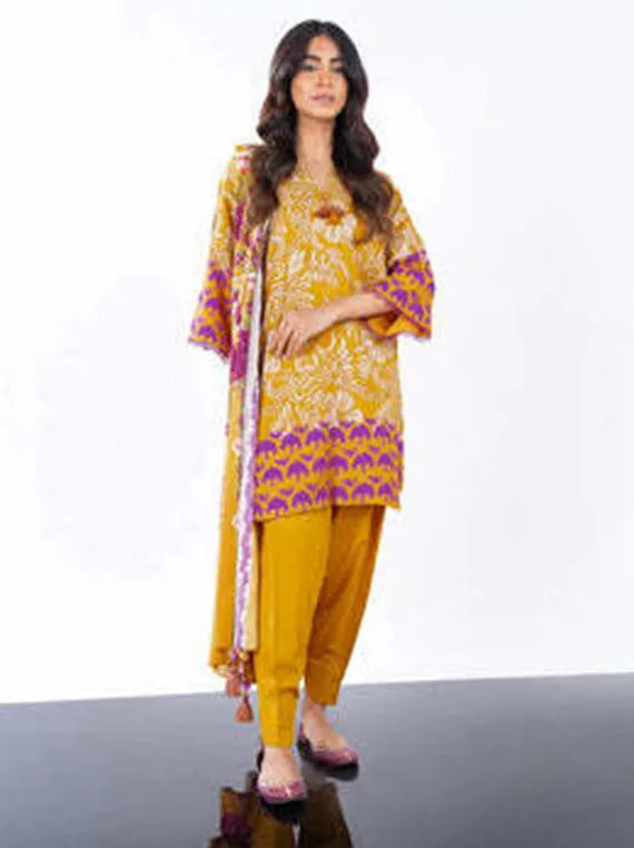 Alkaram Printed Embroidered Winter Collection 2026 (FW-38-23-Yellow)