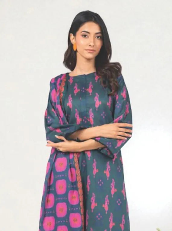 Alkaram Printed Khaddar Collection 2025 (MSB-36-25-2-DARK GREEN)
