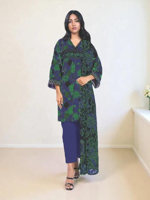 Alkaram Printed Khaddar Collection 2025 (SS-20-24-2-BLUE)