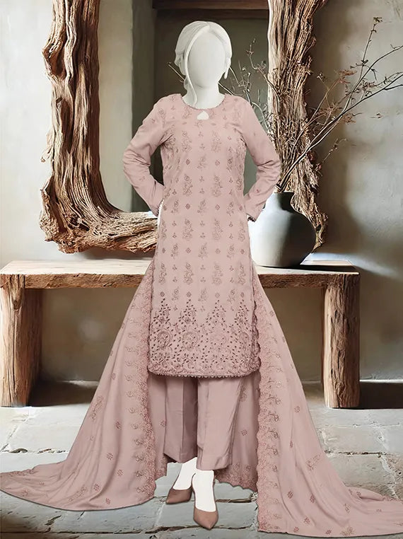 Amal by ABC Embroidered Slub Peach Collection 2025 (D-05)