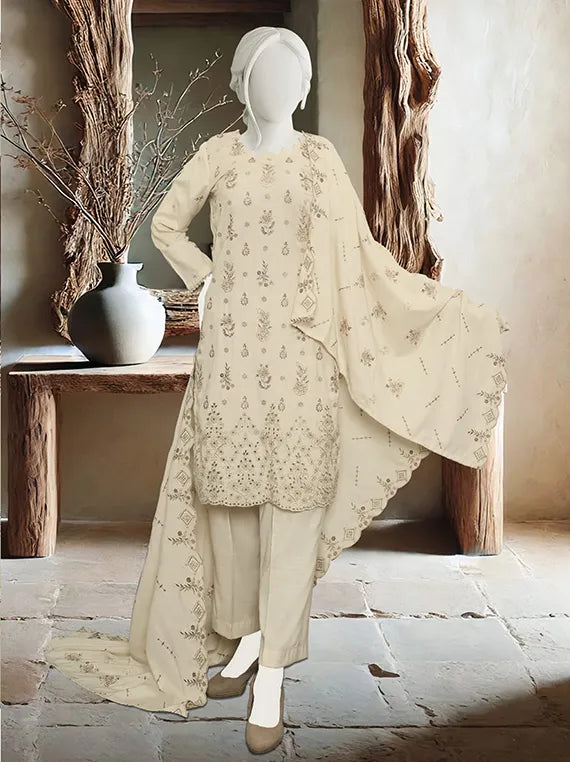 Amal by ABC Embroidered Slub Peach Collection 2025 (D-06)