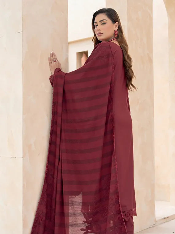 Anchal Embroidered Slub Peach Collection 2025 by Riaz Arts (D-02)