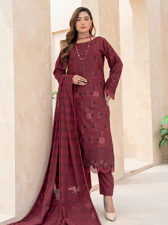 Anchal Embroidered Slub Peach Collection 2025 by Riaz Arts (D-02)