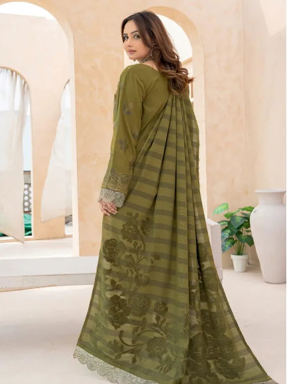 Anchal Embroidered Slub Peach Collection 2025 by Riaz Arts (D-03)