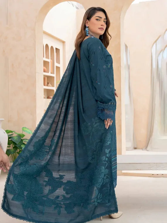 Anchal Embroidered Slub Peach Collection 2025 by Riaz Arts (D-05)