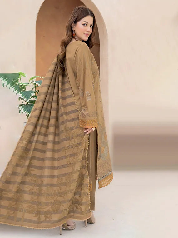 Anchal Embroidered Slub Peach Collection 2025 by Riaz Arts (D-07)