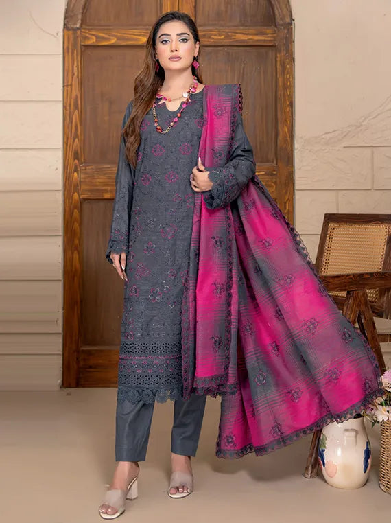 Anmol Dyed Yarn Winter Slub EMB Collection 2025 by Riaz Arts (D-01)