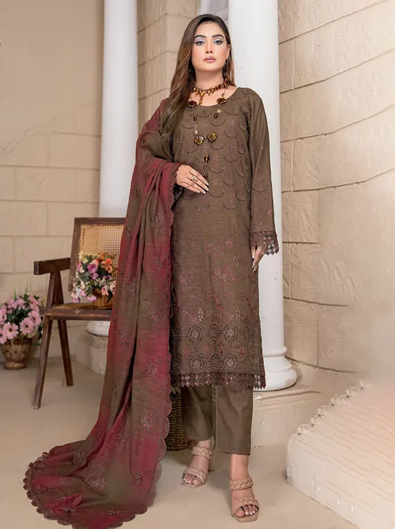 Anmol Dyed Yarn Winter Slub EMB Collection 2025 by Riaz Arts (D-02)