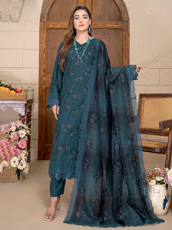Anmol Dyed Yarn Winter Slub EMB Collection 2025 by Riaz Arts (D-04)