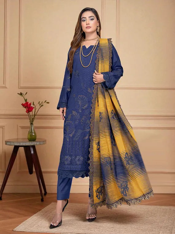 Anmol Dyed Yarn Winter Slub EMB Collection 2025 by Riaz Arts (D-06)