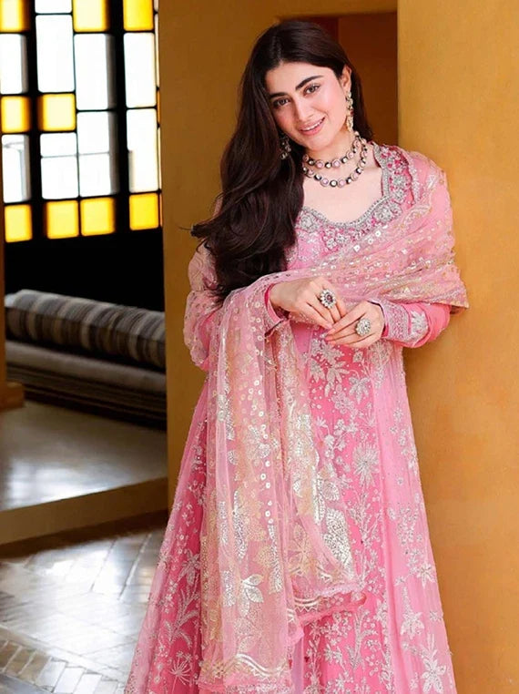 BACHELORETTE CHRONICLES by Mushq Embroidered Unstitched Chiffon'26 (03-Pink Promise)